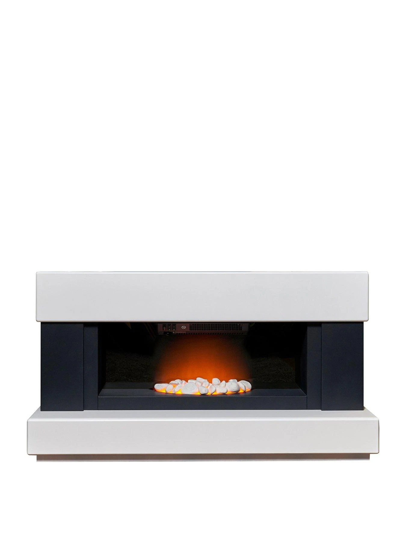 Adam Fires & Fireplaces Verona White/Grey Electric Fireplace Suite