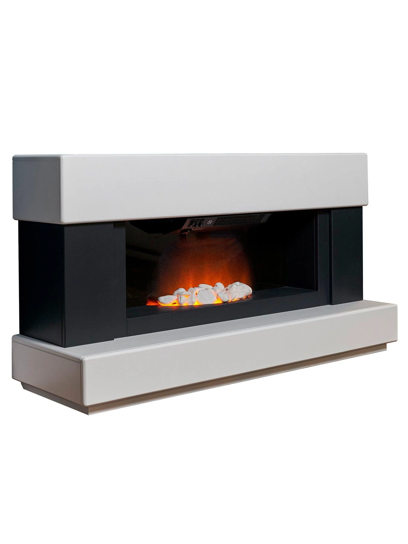 Adam Fires & Fireplaces Verona White/Grey Electric Fireplace Suite - Image 2