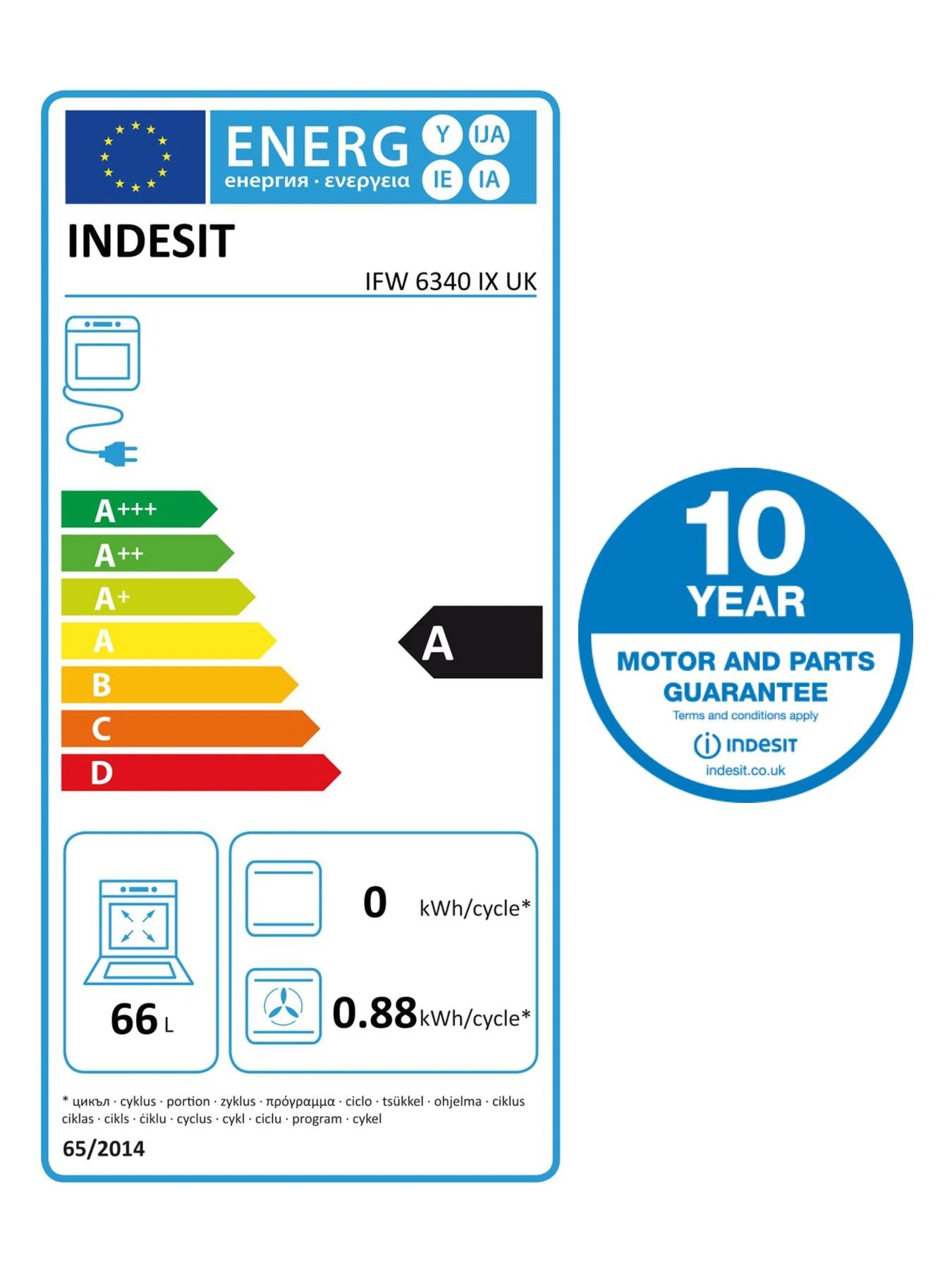 Indesit Aria IFW6340IXUK Built-In, Fan-Assisted, Single Electric Oven - Stainless Steel - Image 7