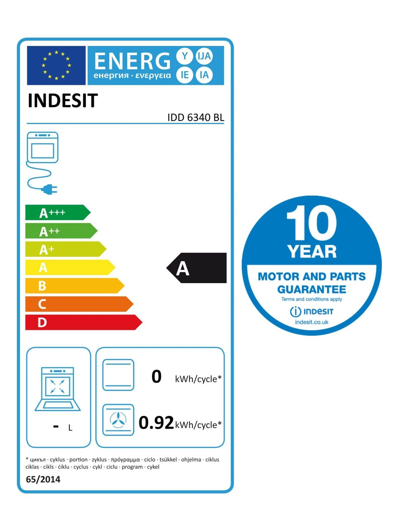 Indesit Aria IDD6340BL Built-in Double Electric Oven - Black - Image 4