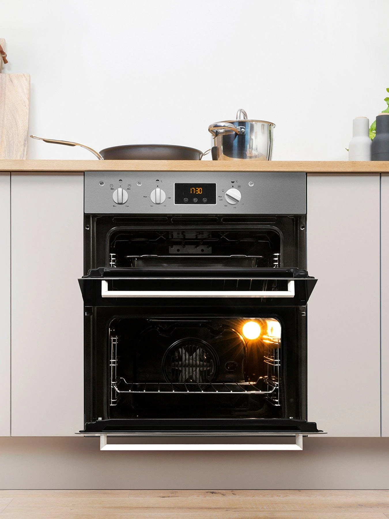 Indesit Aria IDU6340IX Built-Under Double Electric Oven - Stainless Steel - Image 3