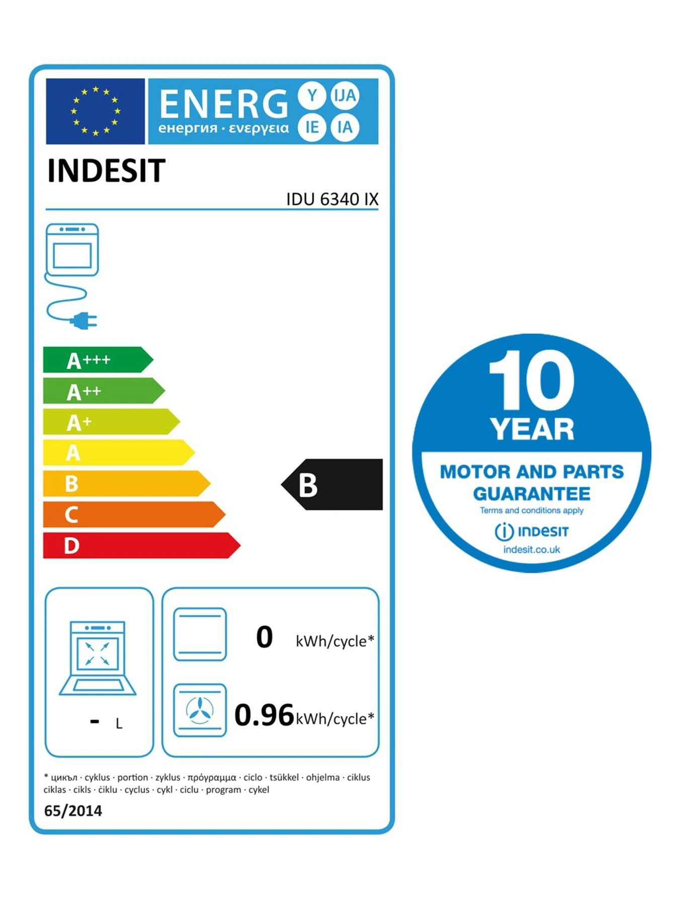 Indesit Aria IDU6340IX Built-Under Double Electric Oven - Stainless Steel - Image 6
