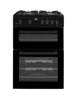 Beko KDG611K 60cm Wide Double Oven Gas Cooker With Full Width Gas Grill - Black