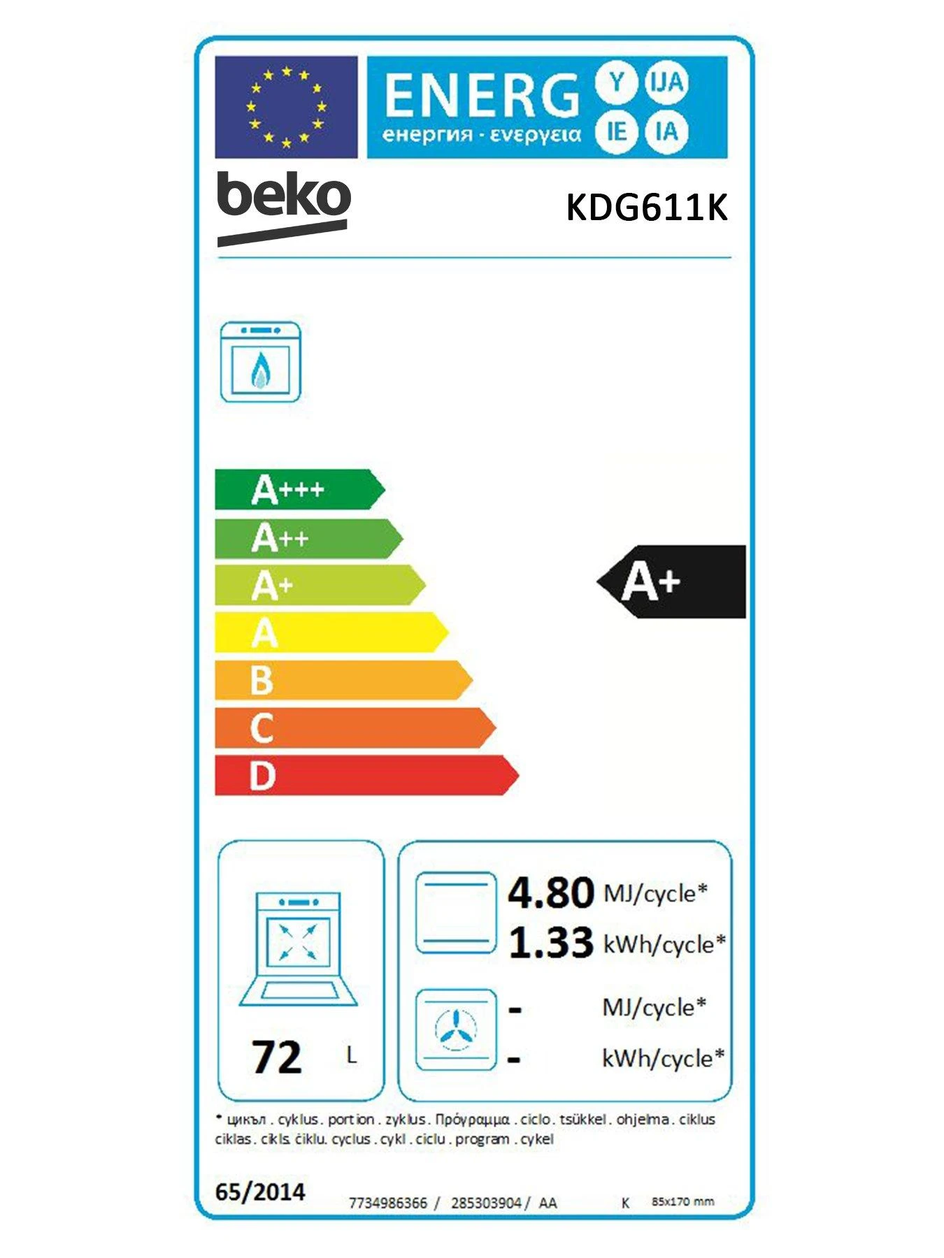 Beko KDG611K 60cm Wide Double Oven Gas Cooker With Full Width Gas Grill - Black - Image 7