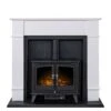 Adam Fires & Fireplaces Oxford Stove Suite In Pure White With Woodhouse Electric Stove