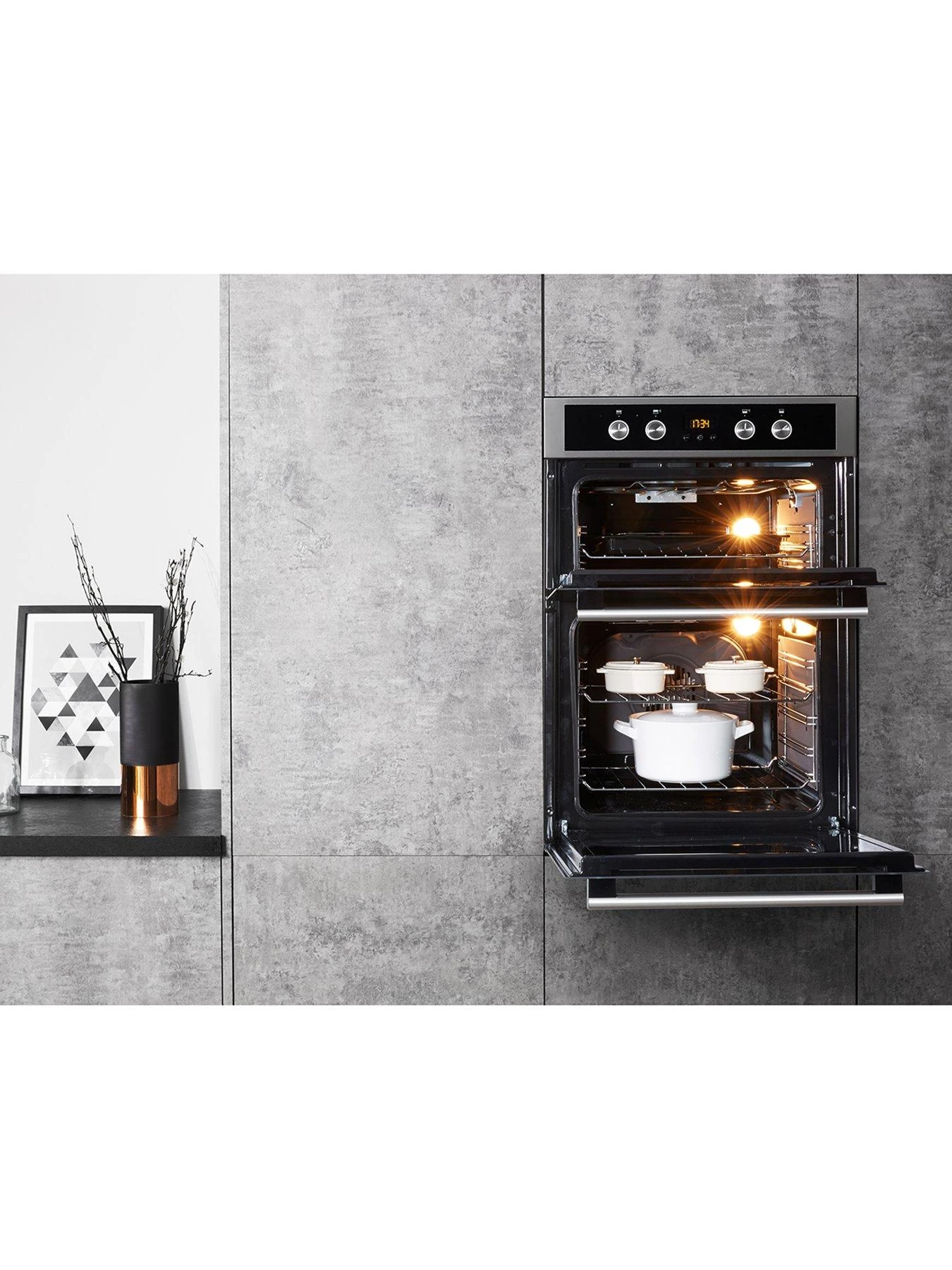 Hotpoint Class 2 DD2844CIX 60cm Built-In Double Electric Oven - Stainless Steel/Black - Image 3