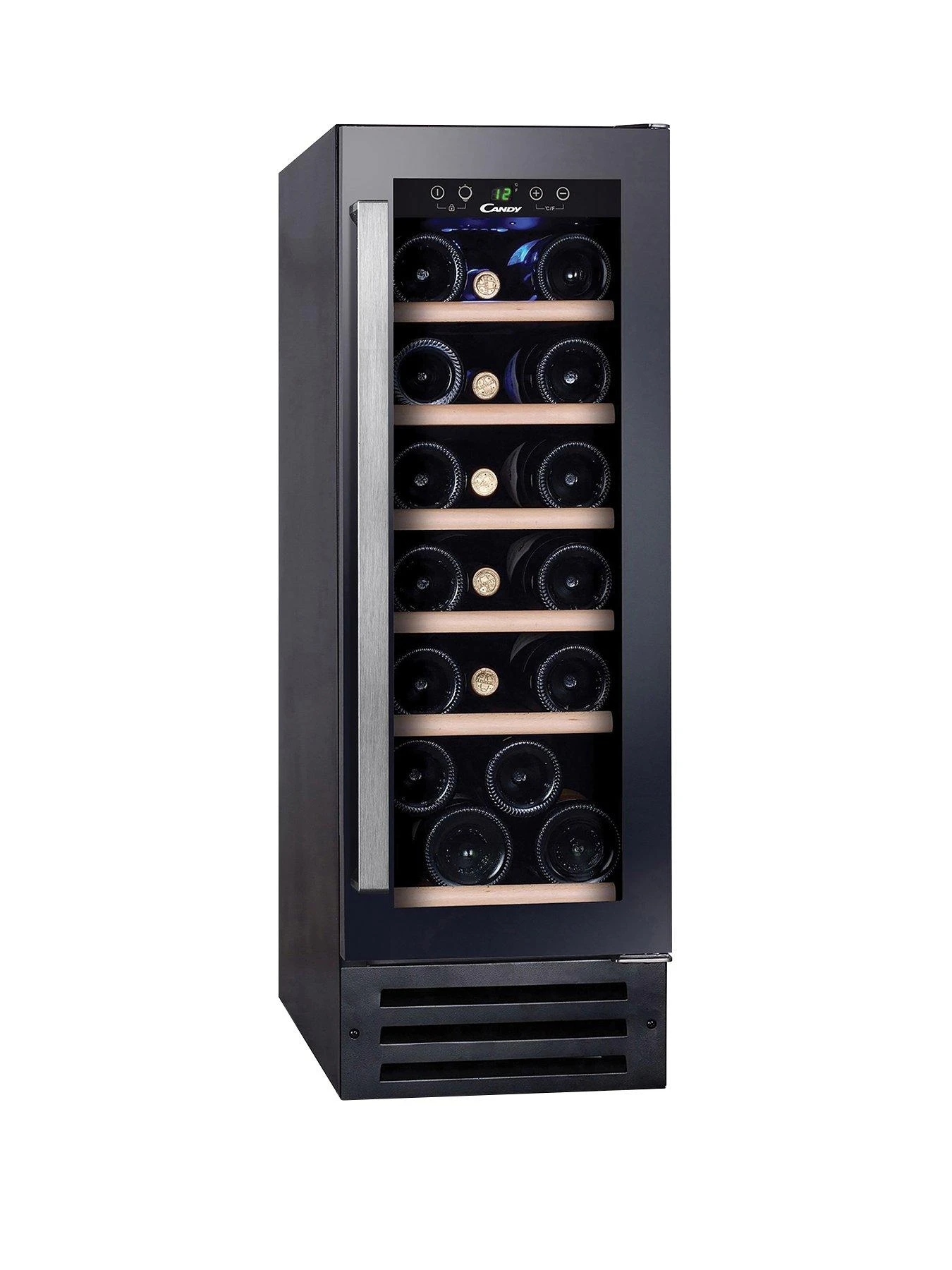 Candy CCVB30UK Built In Wine Cooler, 19 Bottle Capacity - Black