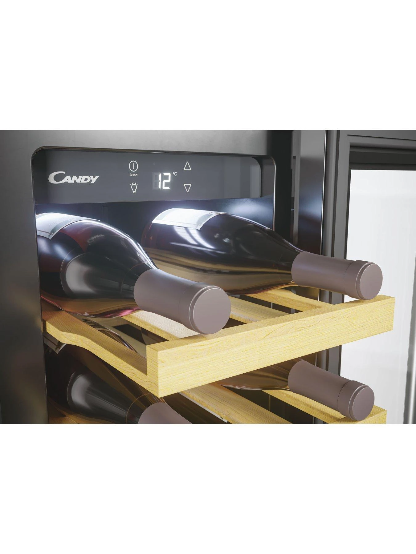 Candy CCVB30UK Built In Wine Cooler, 19 Bottle Capacity - Black - Image 3