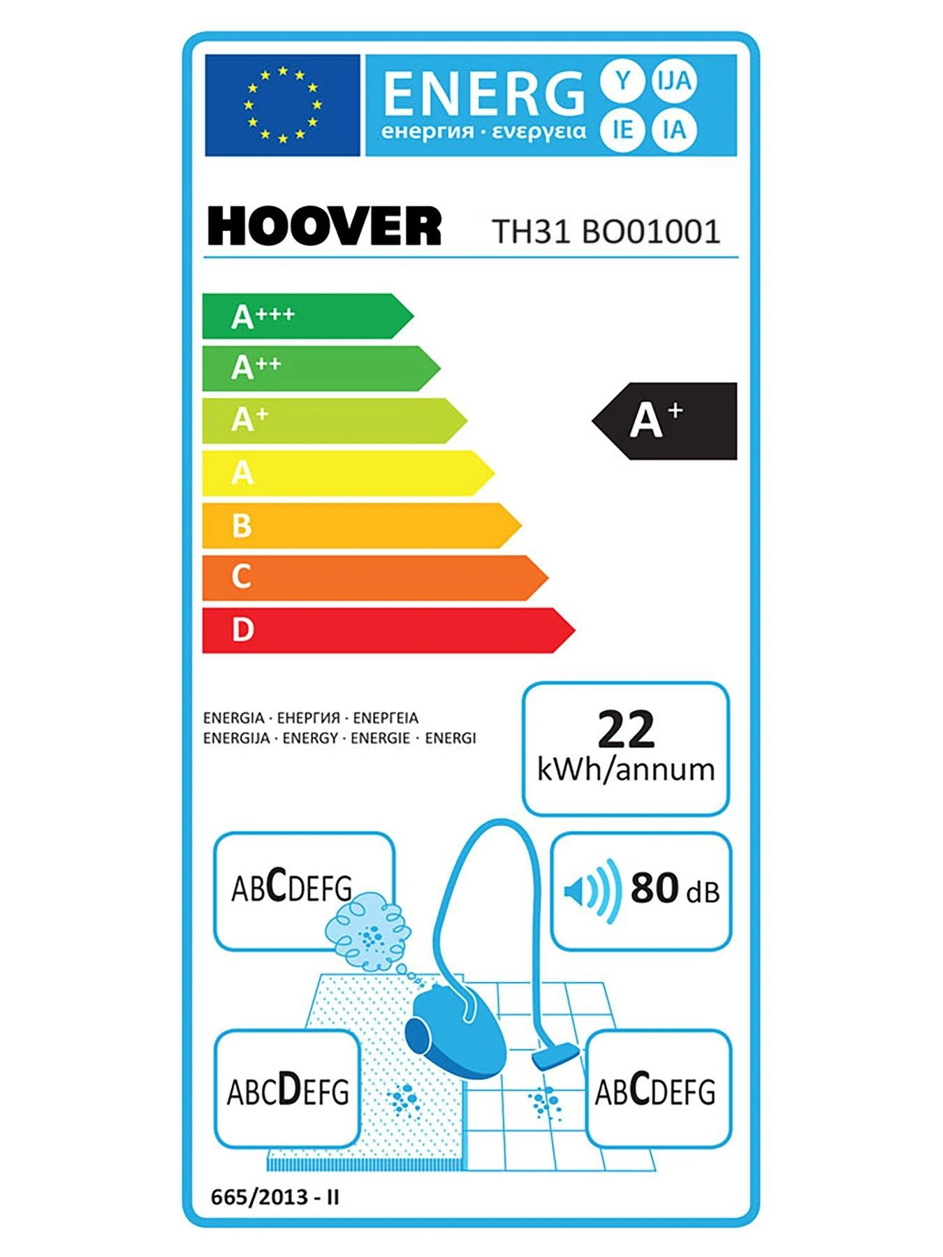 Hoover Breeze Evo TH31 BO01 Upright Vacuum Cleaner - Blue/Black - Image 6