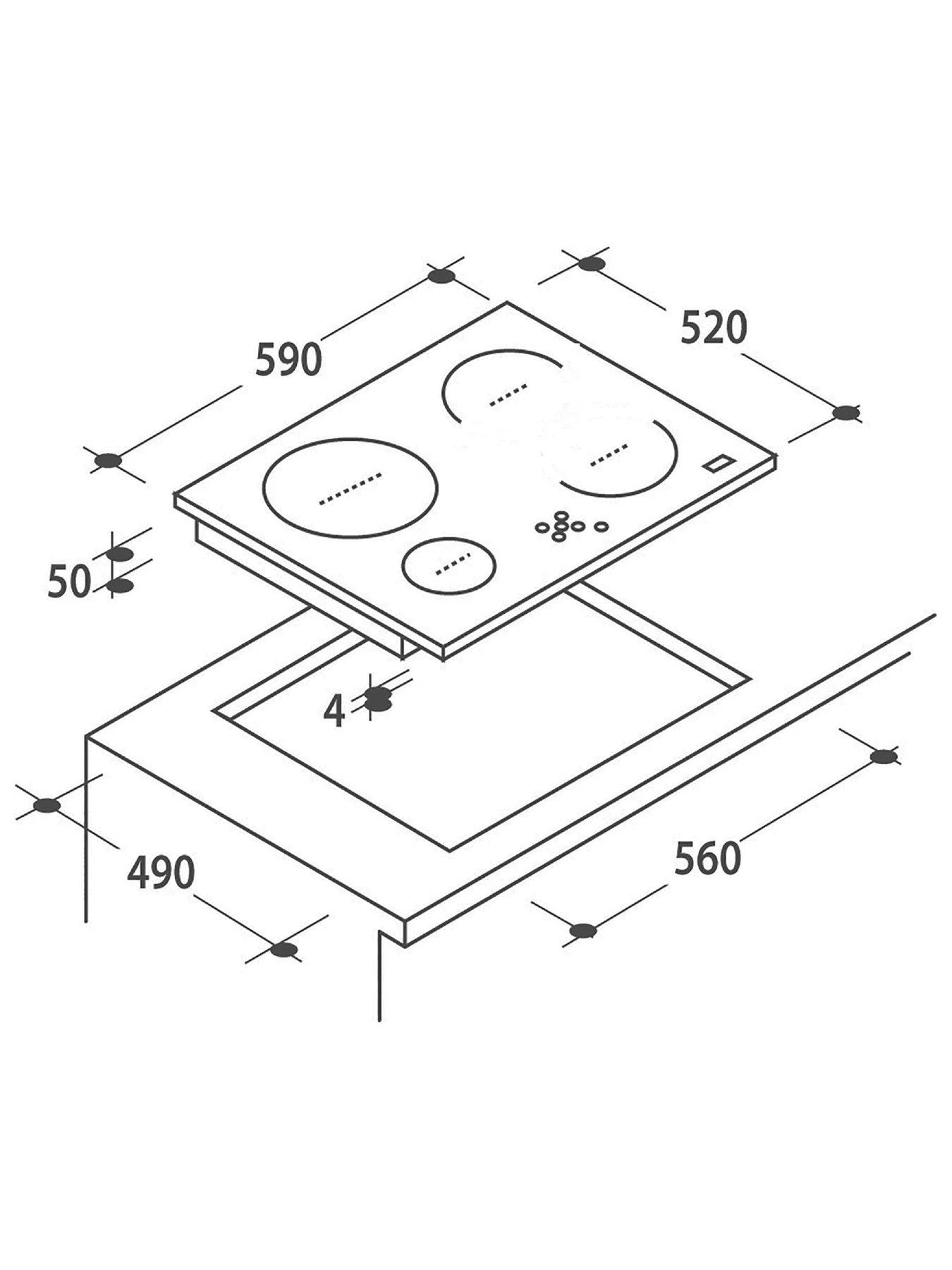 Candy CH64BVT 60cm Ceramic Hob With Optional Installation - Black - Image 4