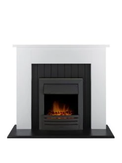 Adam Fires & Fireplaces Chessington Fireplace In White & Black With Eclipse Black Electric Fire