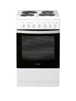 Indesit IS5E4KHW 50cm Electric Solid Plate Single Oven Cooker - White