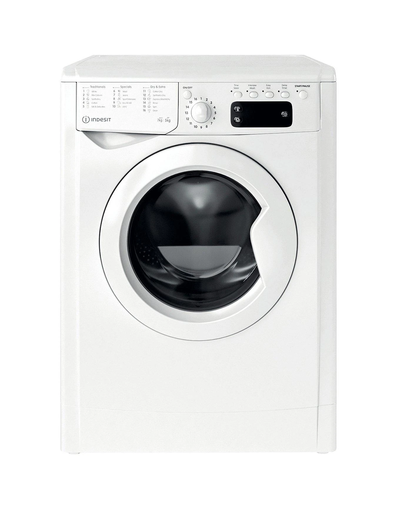 Indesit IWDD7123 1200 Spin, 7kg Wash, 5kg Dry Washer Dryer - White