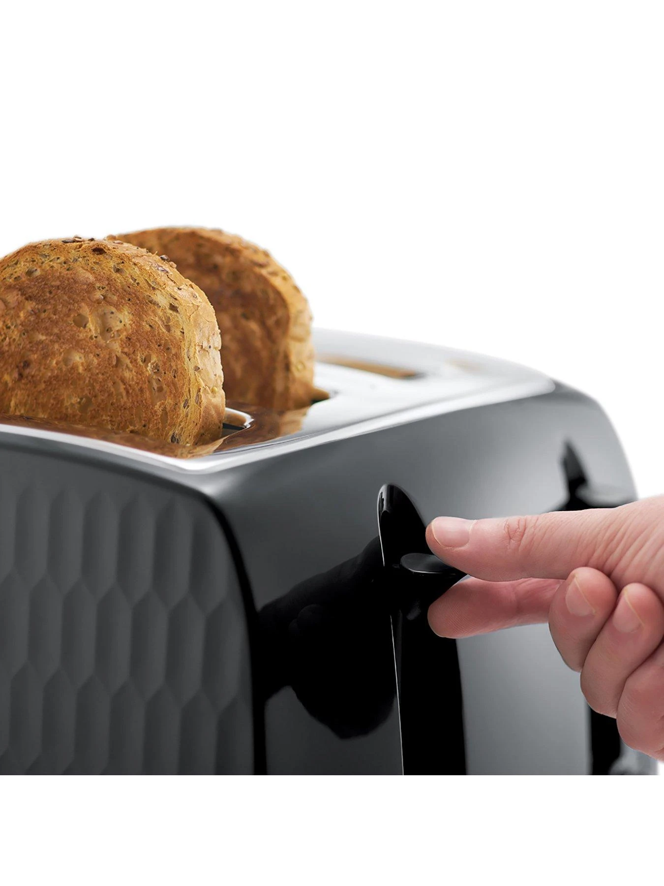 Russell Hobbs Honeycomb 4 Slice Black Plastic Toaster - 26071 - Image 3