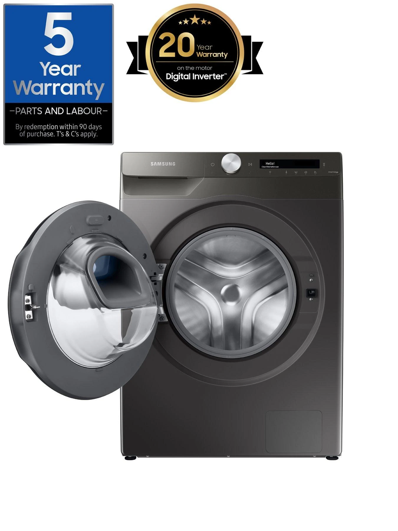 Samsung Series 5+ WW90T554DAN/S1 AddWash™ Washing Machine - 9kg Load 1400rpm Spin A Rated - Graphite - Image 2