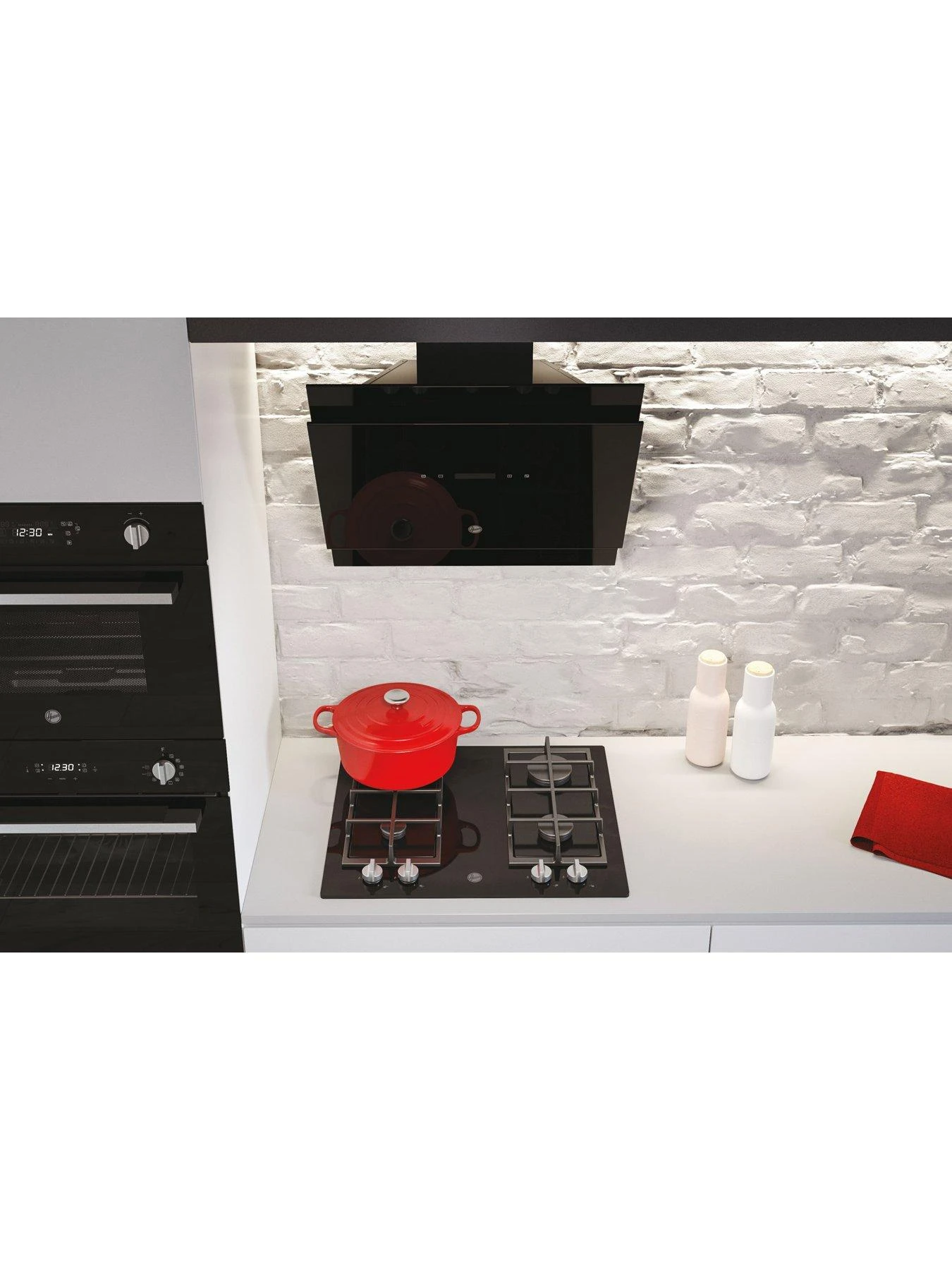 Hoover H-HOOD 500 HDG6DCK3B 60cm Angled Glass Hood - Black - Image 2