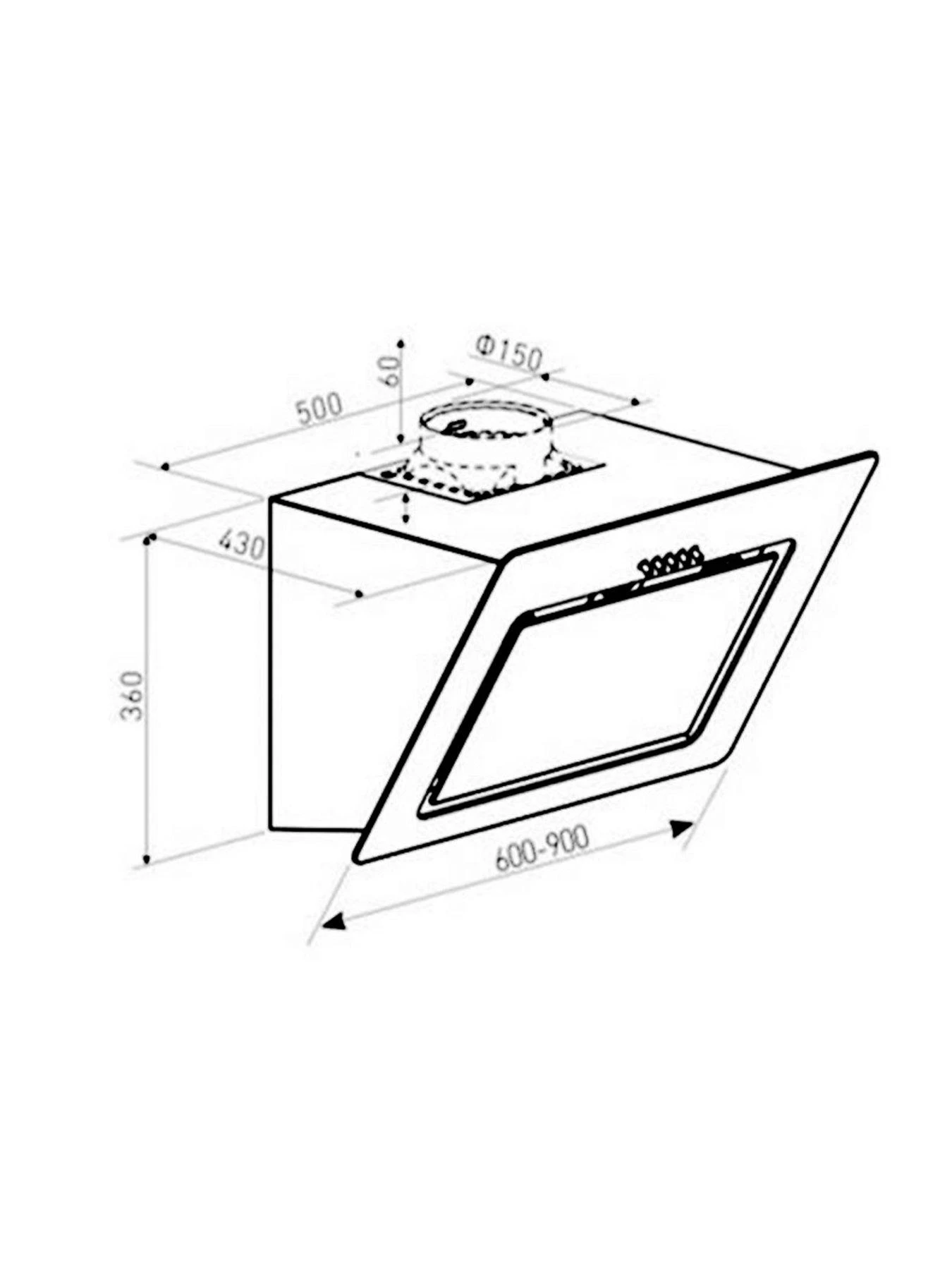 Hoover H-HOOD 500 HDG6DCK3B 60cm Angled Glass Hood - Black - Image 7