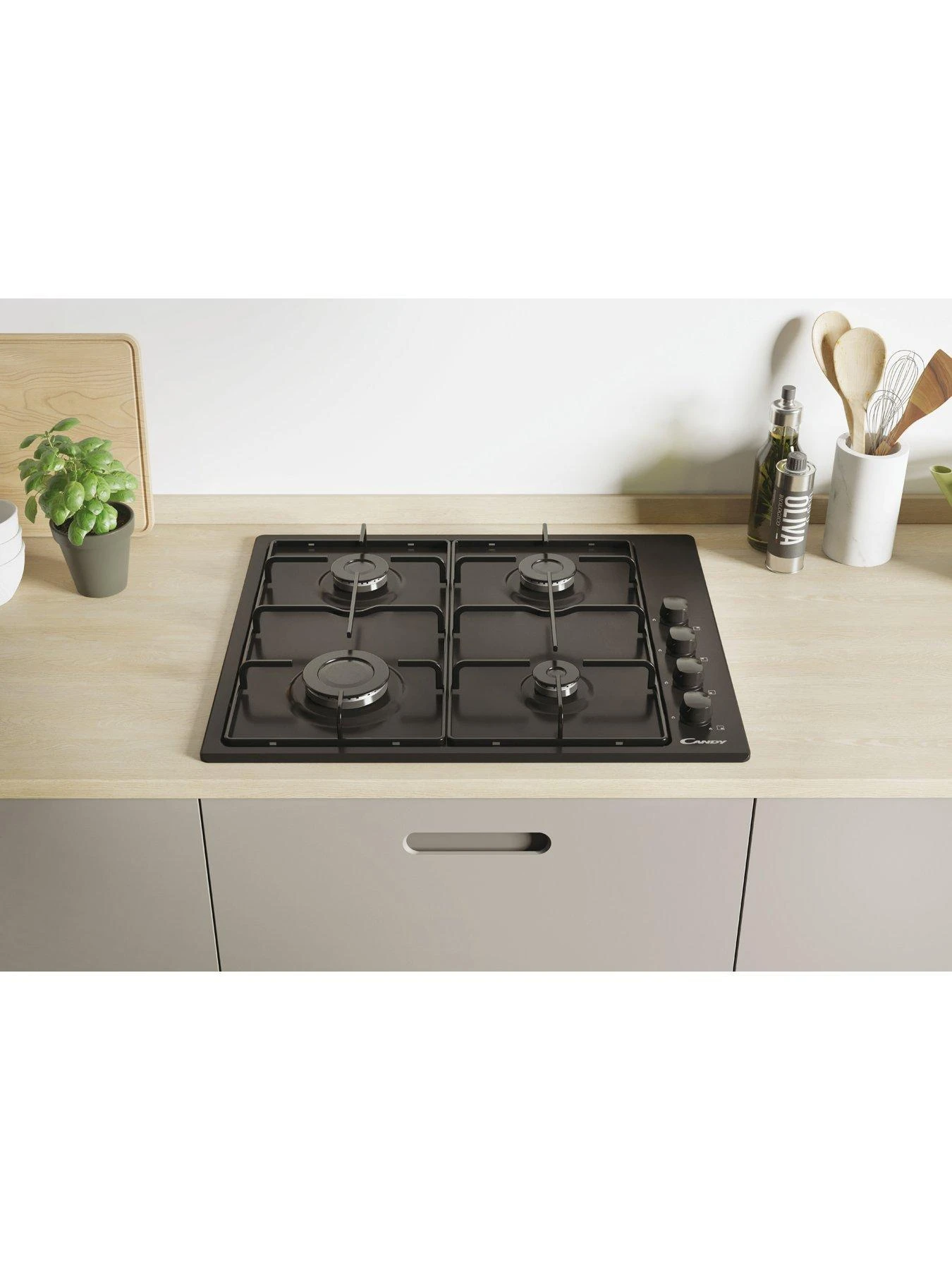 Candy CHW6LBB 60cm Gas Hob - Black - Image 2