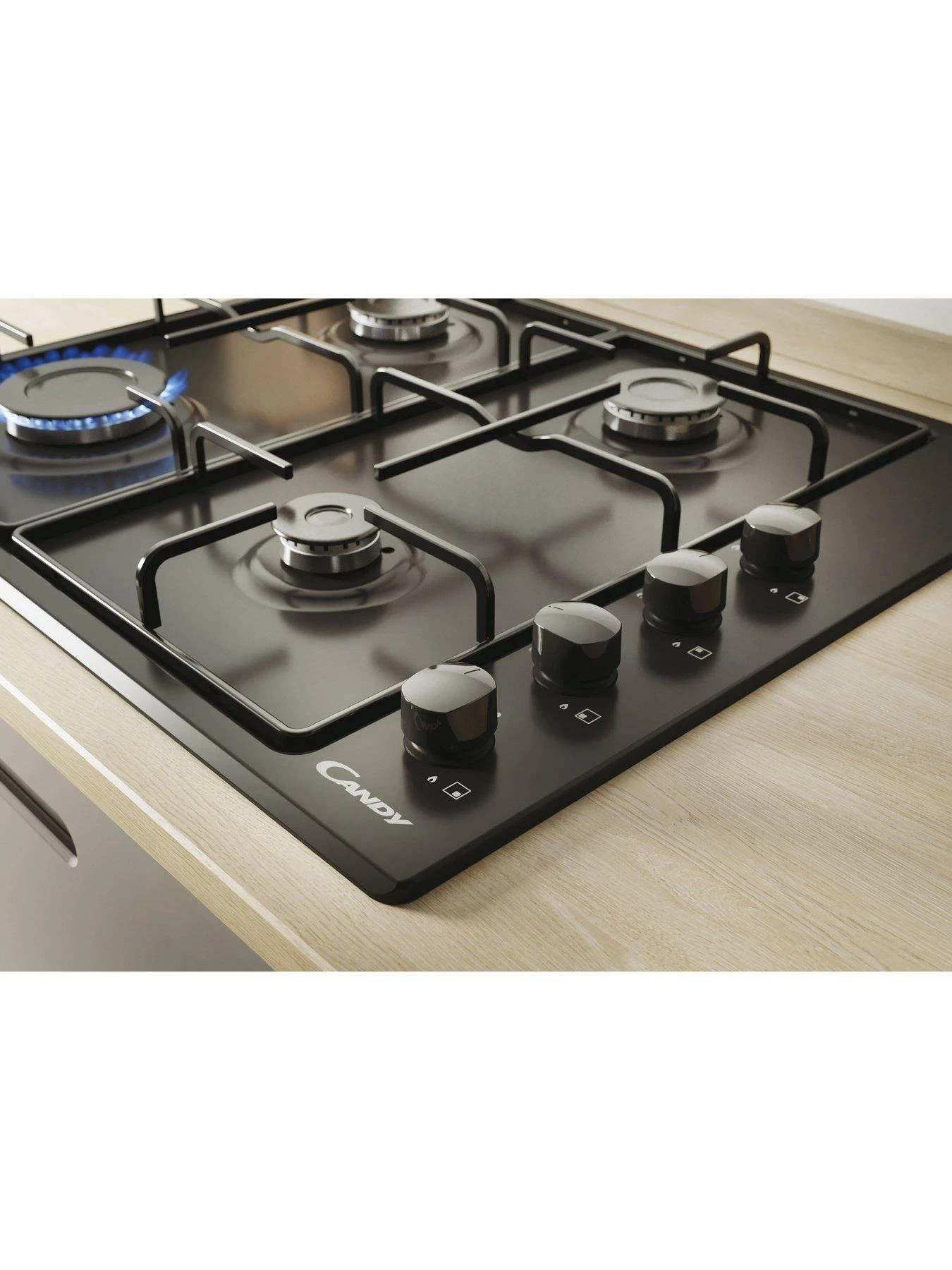 Candy CHW6LBB 60cm Gas Hob - Black - Image 5