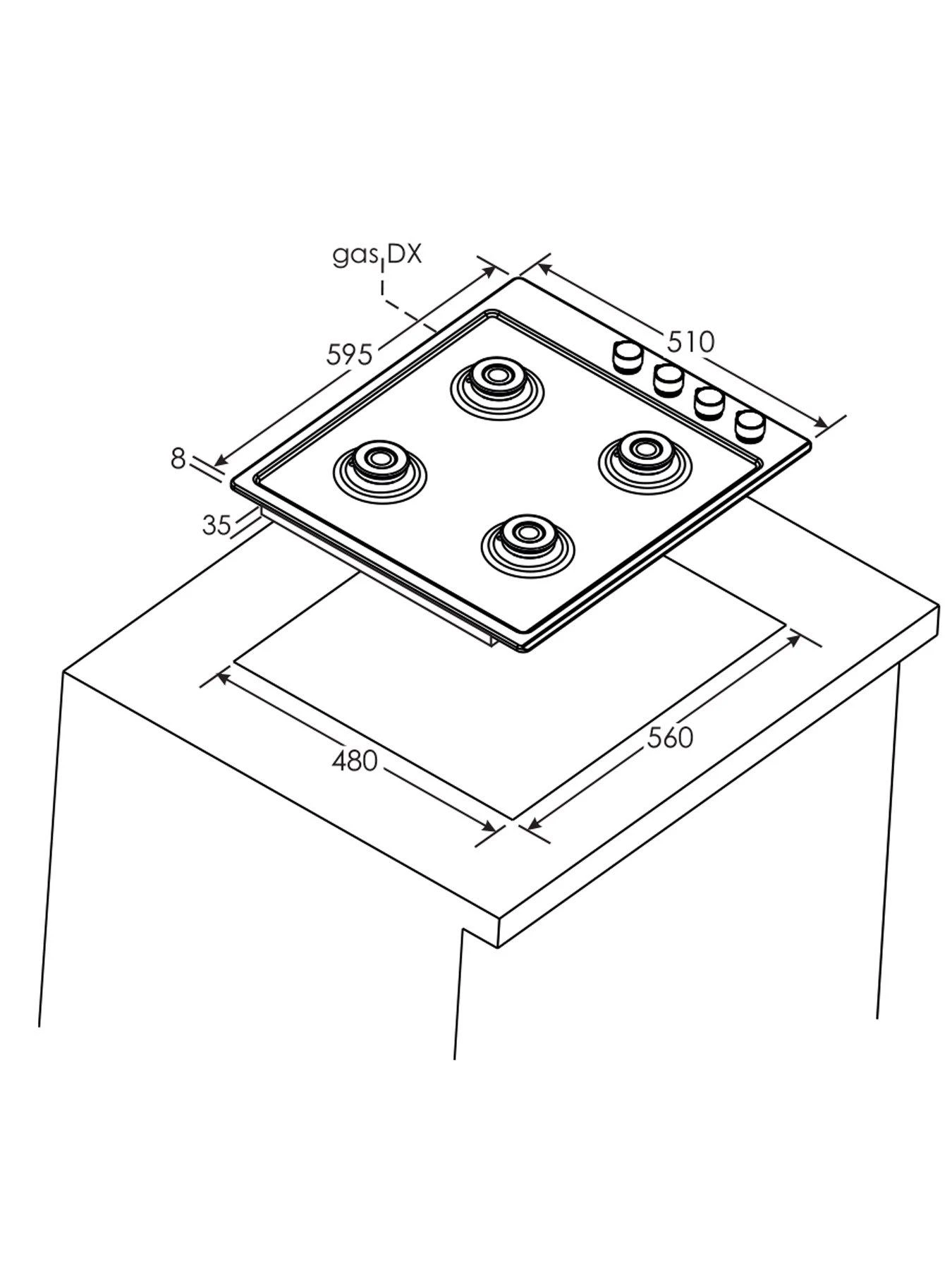 Candy CHW6LBB 60cm Gas Hob - Black - Image 6
