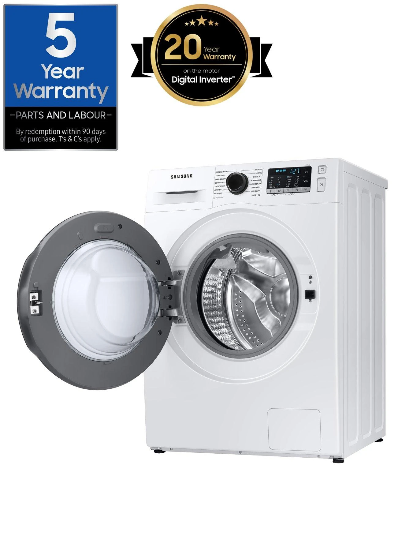 Samsung Series 5 WD80TA046BE/EU With Ecobubble™ 8/5kg Washer Dryer, 1400rpm, E Rated - White - Image 2