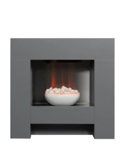 Adam Fires & Fireplaces Cubist Grey Electric Suite
