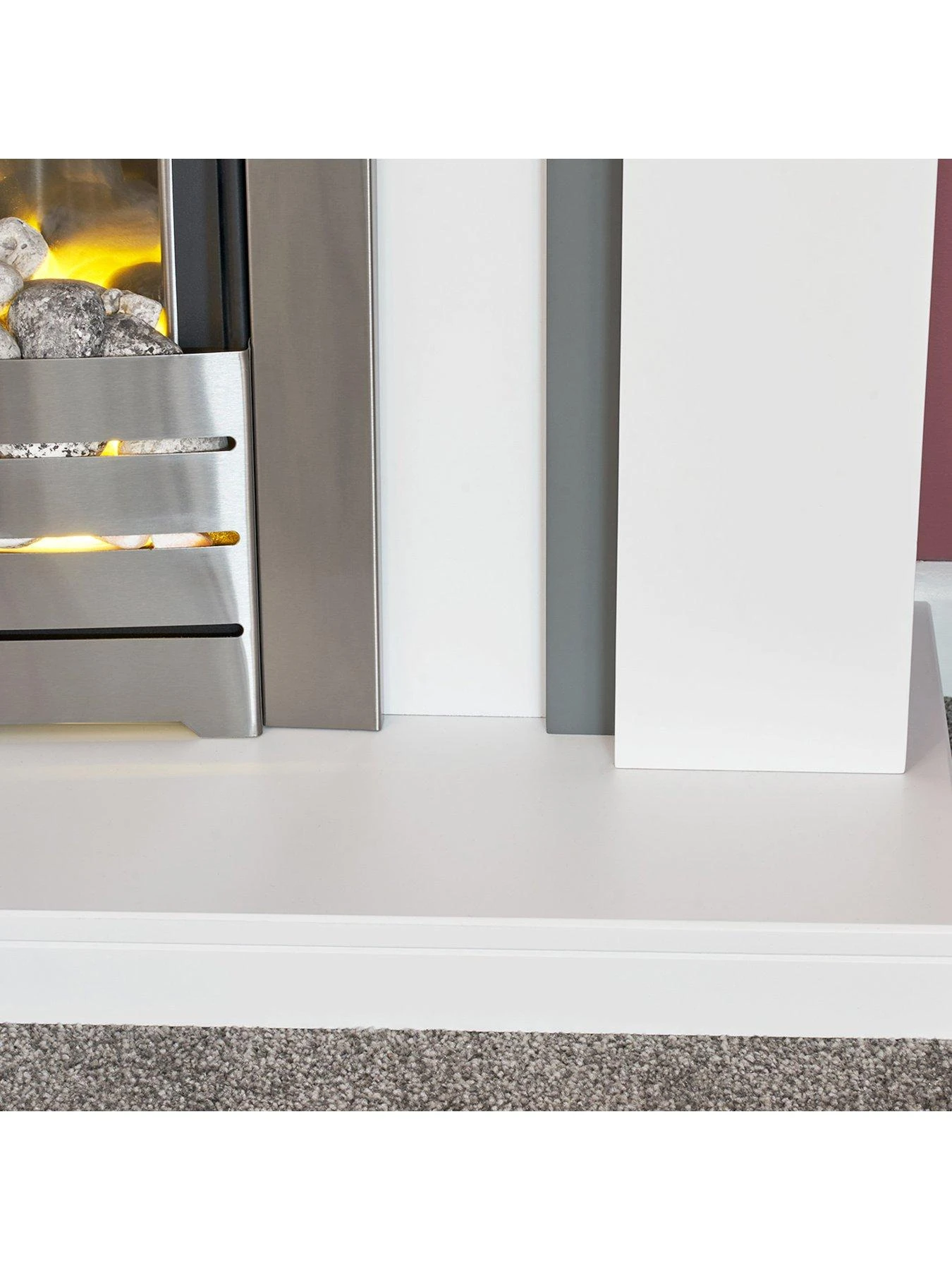 Adam Fires & Fireplaces Chilton White & Grey Fireplace With Helios Brushed Steel Electric Fire - Image 3