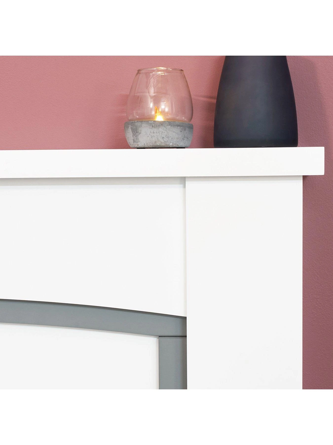 Adam Fires & Fireplaces Chilton White & Grey Fireplace With Helios Brushed Steel Electric Fire - Image 4