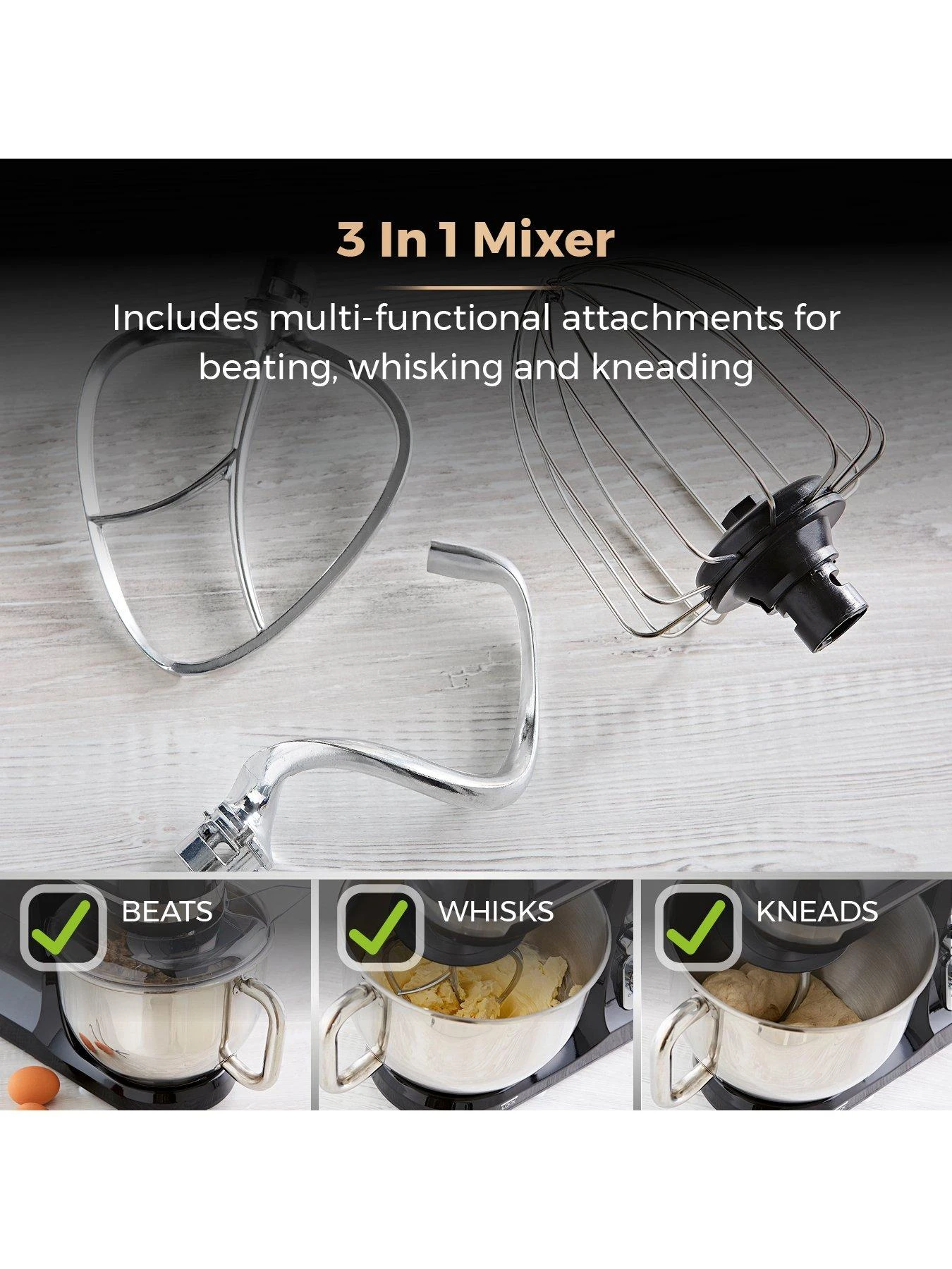 Tower 1000W Stand Mixer - Rose Gold - Image 3