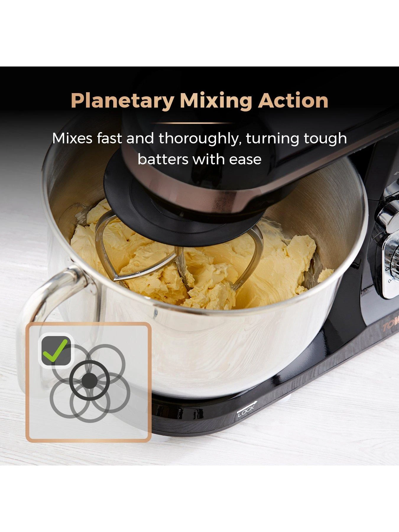 Tower 1000W Stand Mixer - Rose Gold - Image 4