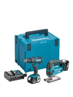 Makita 18v LXT Combi Drill & Jigsaw 2 X 5Ah Batteries, Fast Charger & Case