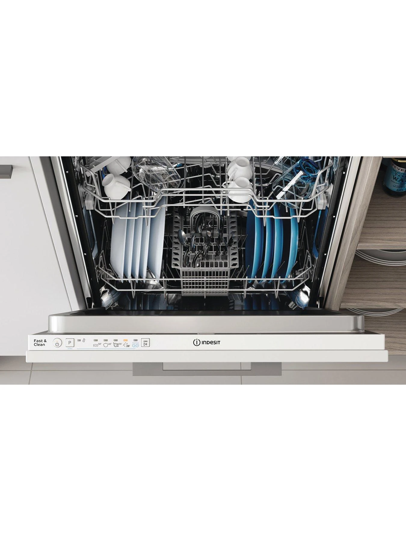 Indesit DIE2B19UK Built-In 13-Place, Full-Size Dishwasher - White - Image 6