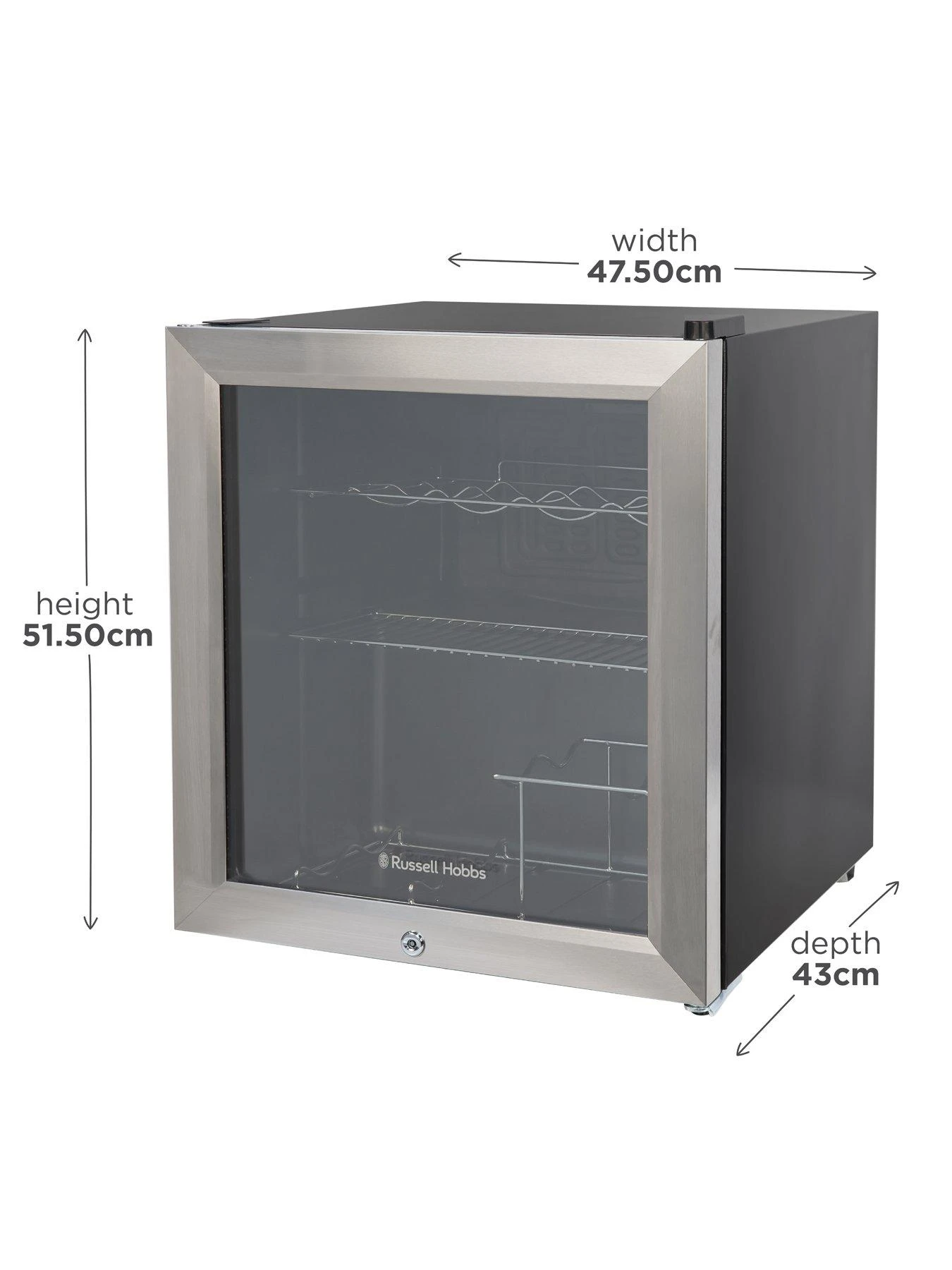 Russell Hobbs RHGWC3SS-C-LCK Beer & Wine Drinks Mini Fridge With Lock - Stainless Steel - Image 2