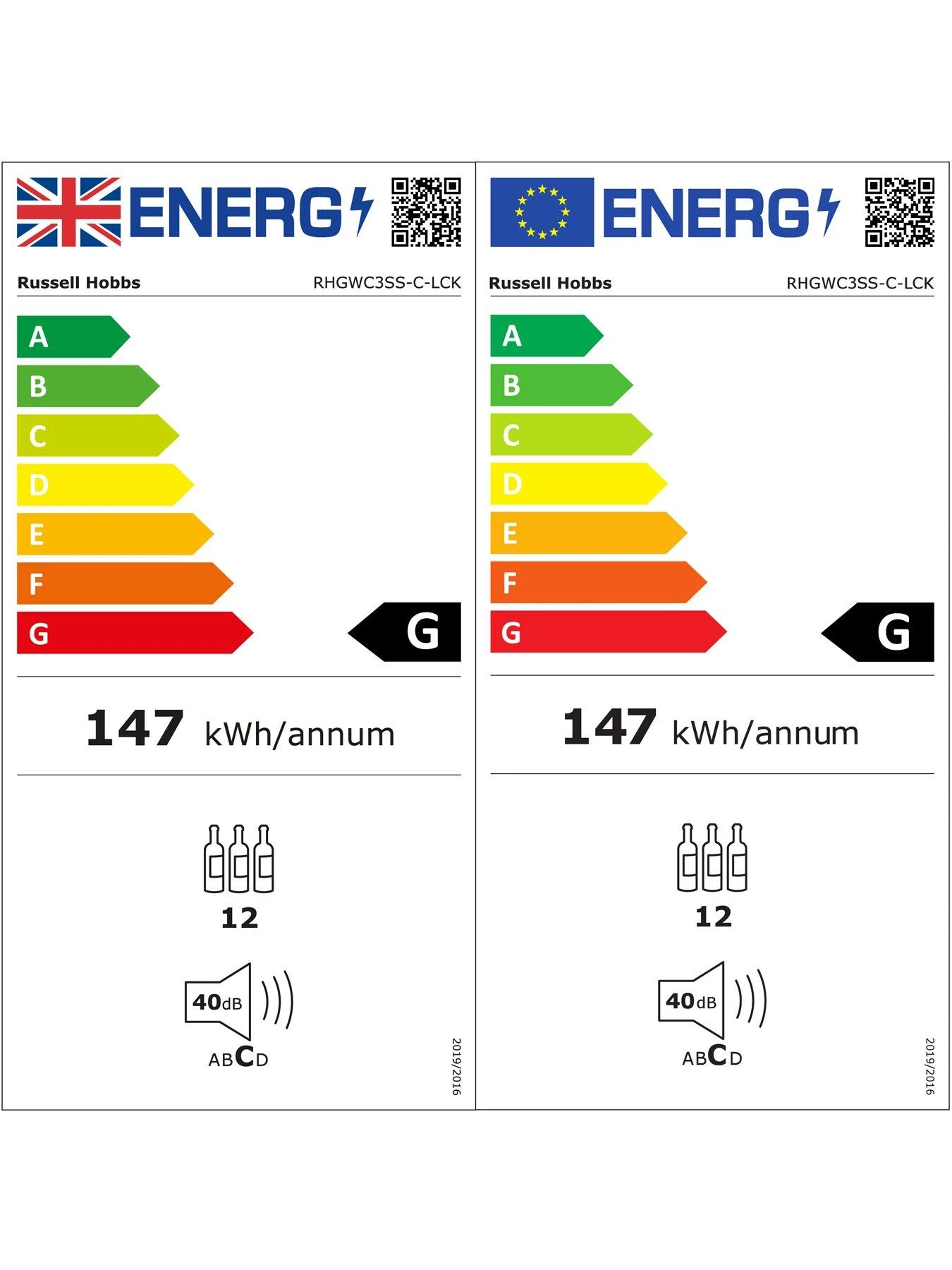 Russell Hobbs RHGWC3SS-C-LCK Beer & Wine Drinks Mini Fridge With Lock - Stainless Steel - Image 7