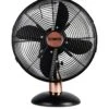 Tower T611000B Cavaletto 12 Inch Metal Desk Fan With 3 Speed Settings And Heavy Duty High Power Motor, 35W, Black And Rose Gold