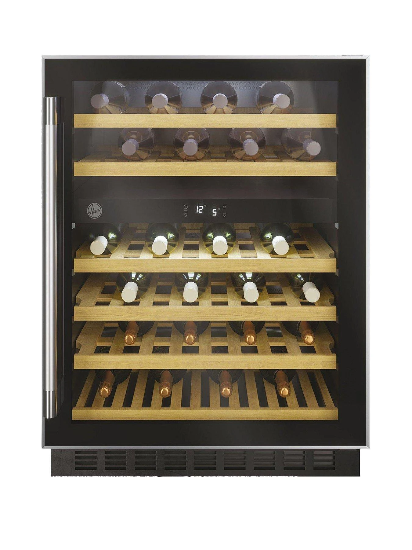 Hoover HWCB 60 UK/N Wine Cooler, 46 Bottle Capacity - Black