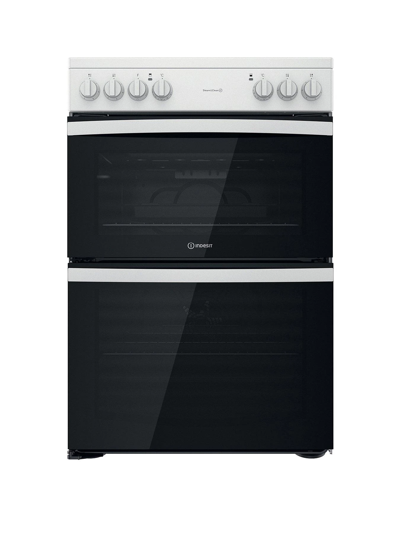 Indesit ID67V9KMW 60cm Wide Electric Double Oven Cooker With Ceramic Hob - White