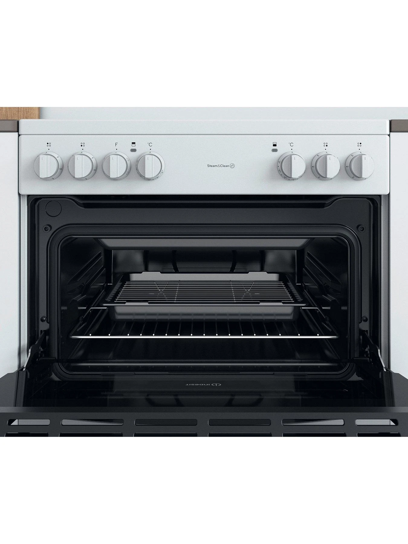 Indesit ID67V9KMW 60cm Wide Electric Double Oven Cooker With Ceramic Hob - White - Image 6