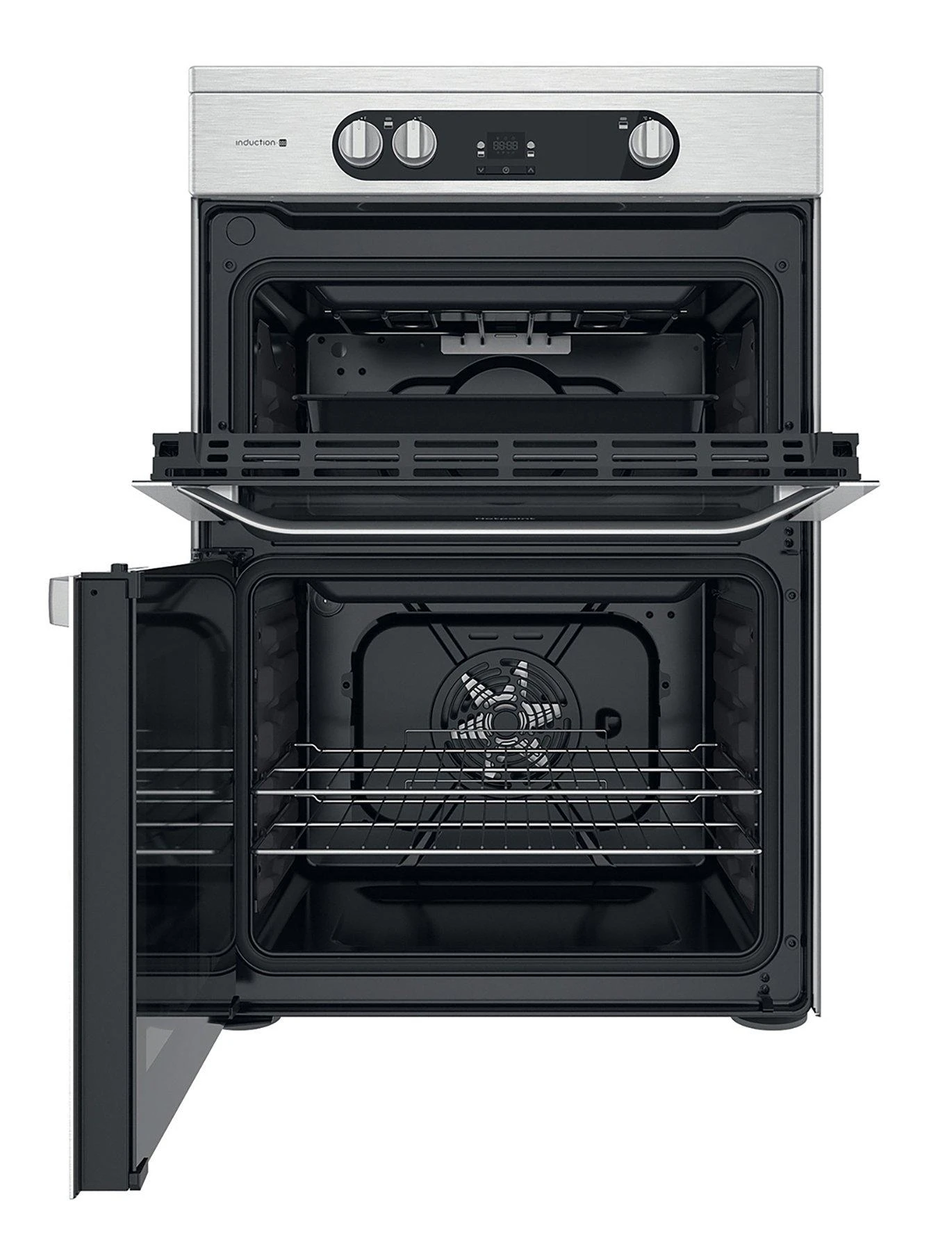 Hotpoint HDM67I9H2CX 60cm Wide Double Oven Electric Cooker With Induction Hob - Stainless Steel - Image 2