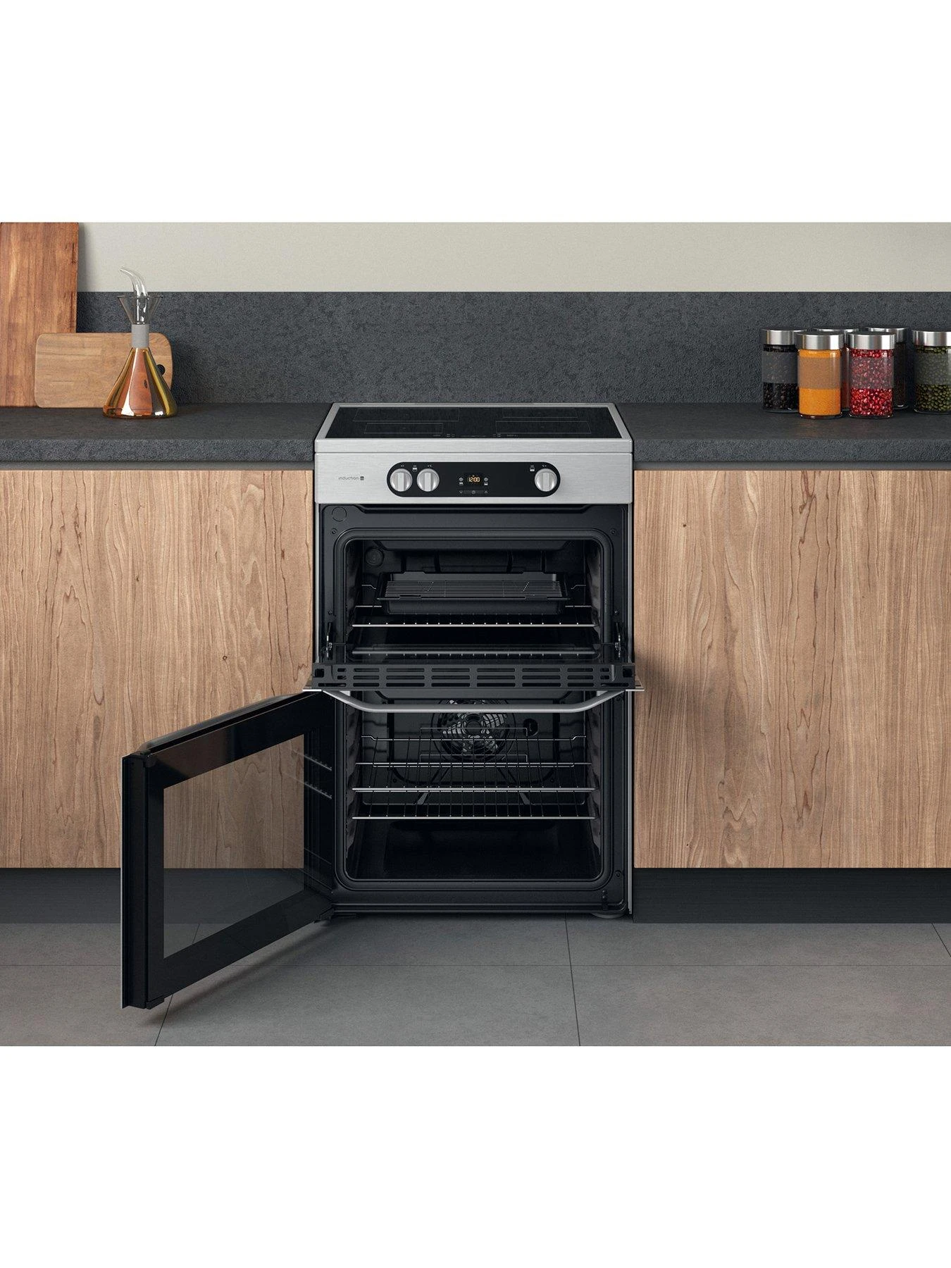 Hotpoint HDM67I9H2CX 60cm Wide Double Oven Electric Cooker With Induction Hob - Stainless Steel - Image 4