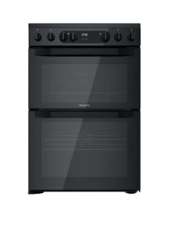Hotpoint HDM67V9CMB 60cm Wide Double Oven Electric Cooker With Ceramic Hob - Black