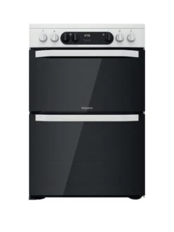 Hotpoint HDM67V9CMW 60cm Wide Double Oven Cooker With Ceramic Hob - White