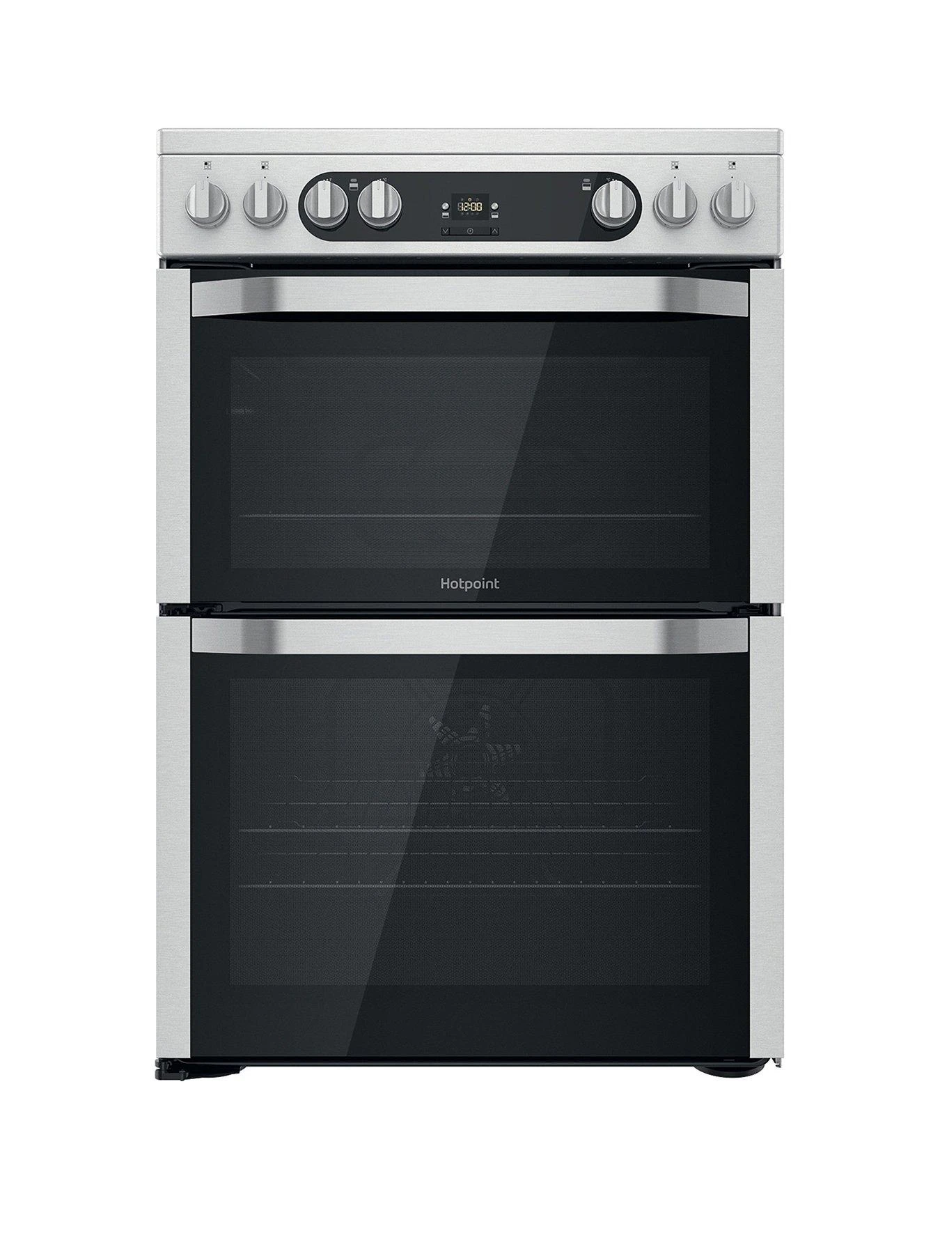 Hotpoint HDM67V9HCX 60cm Wide Double Oven Cooker With Ceramic Hob - Stainless Steel