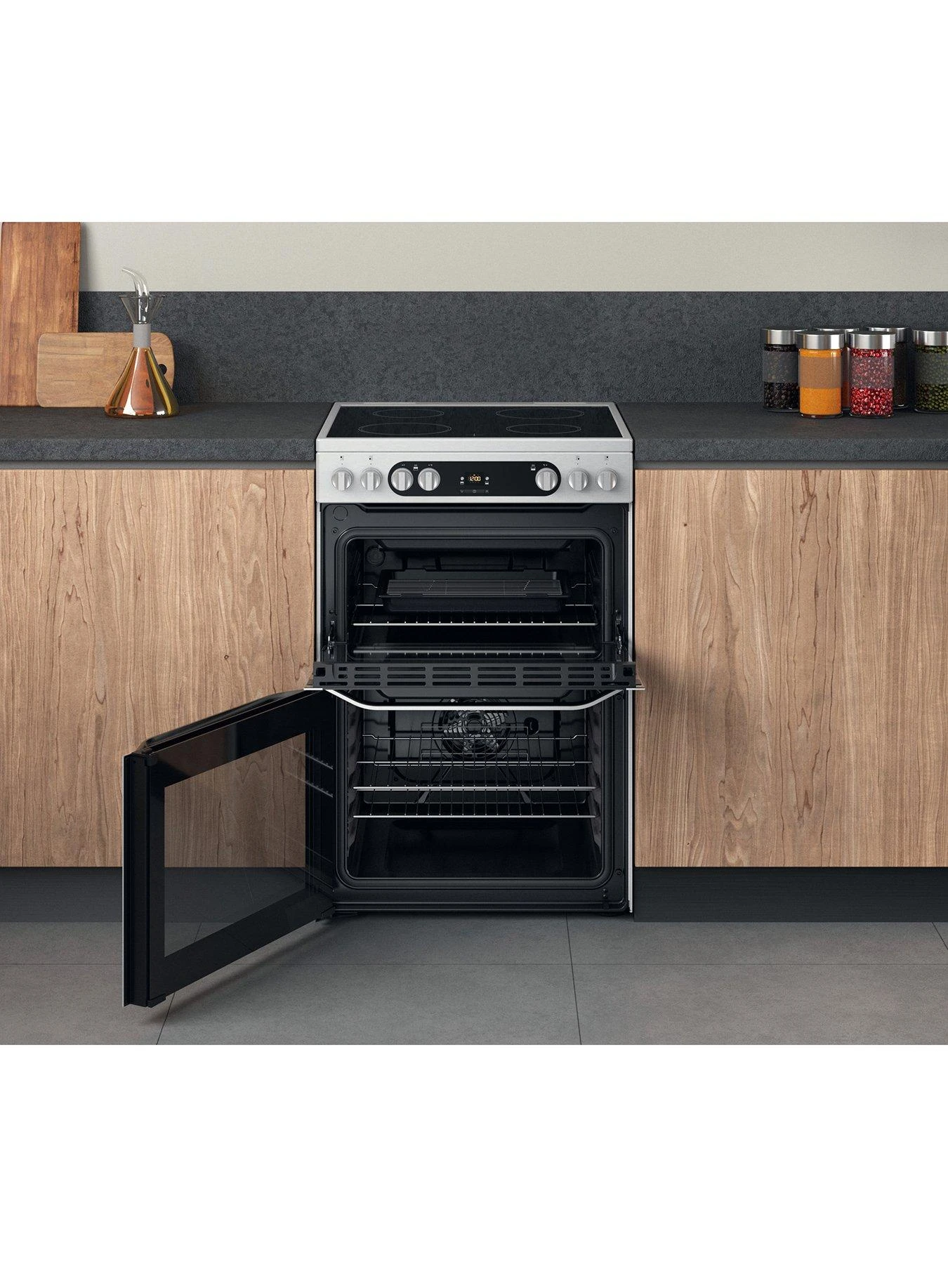 Hotpoint HDM67V9HCX 60cm Wide Double Oven Cooker With Ceramic Hob - Stainless Steel - Image 4