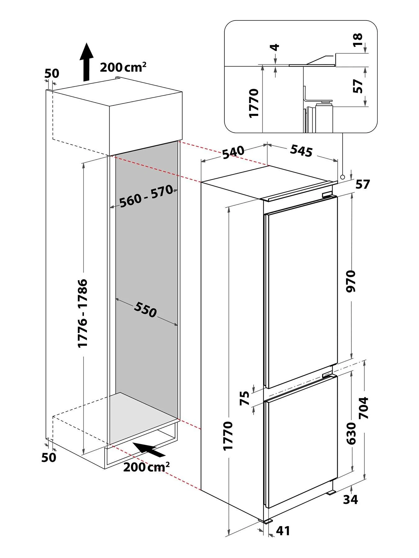 Hotpoint HTC18T311 Total No Frost 55cm Wide Integrated Fridge Freezer - White - Image 7