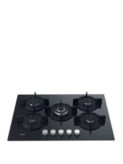 Hotpoint HGS72SBK 73cm Wide Built-in Gas On Glass Hob - Black