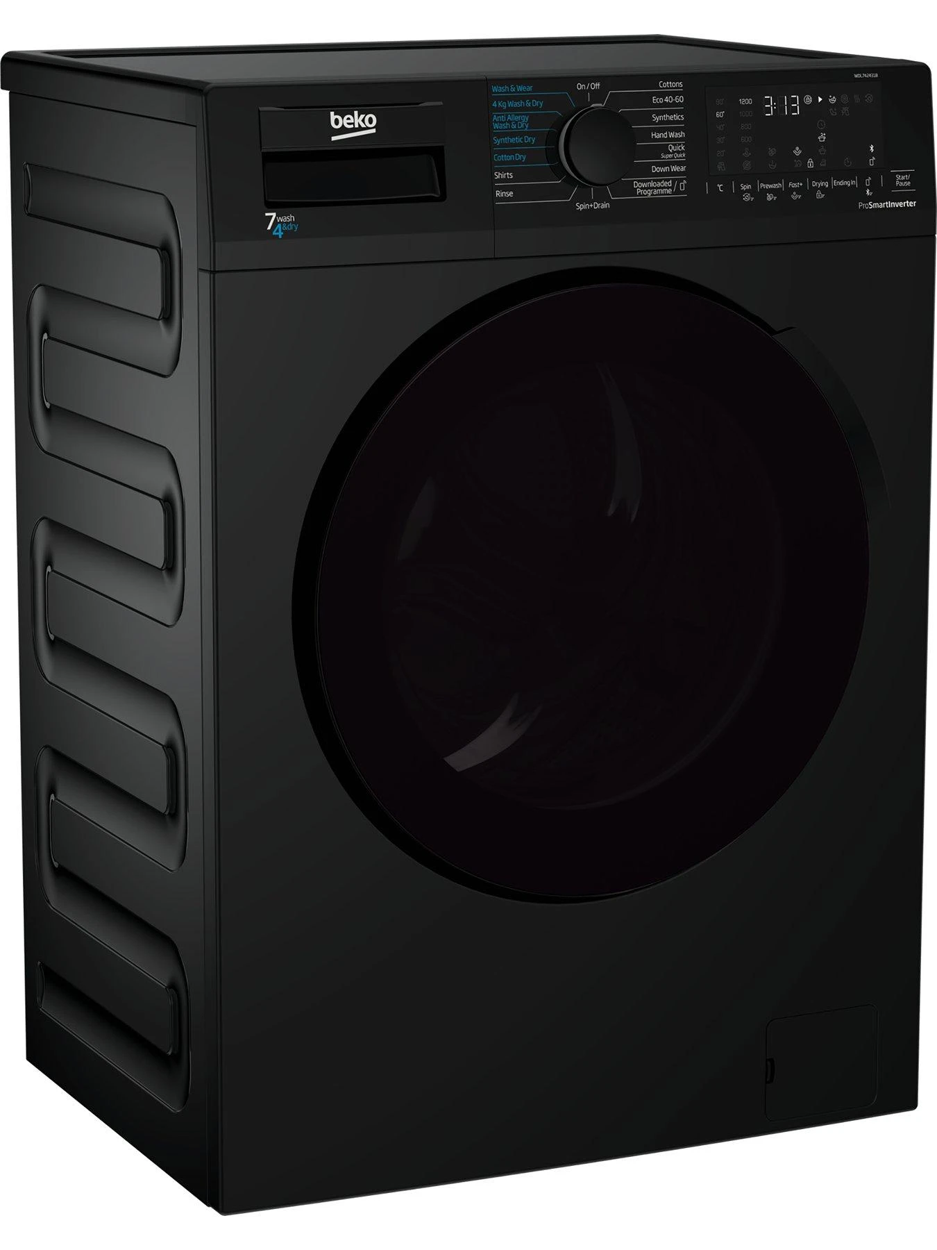 Beko WDL742431B 7kg Wash, 4kg Dry, 1200 Spin Washer Dryer, Black - Image 2