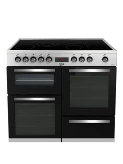 Beko KDVC100X Freestanding 100cm Double Oven Range Cooker, Stainless Steel