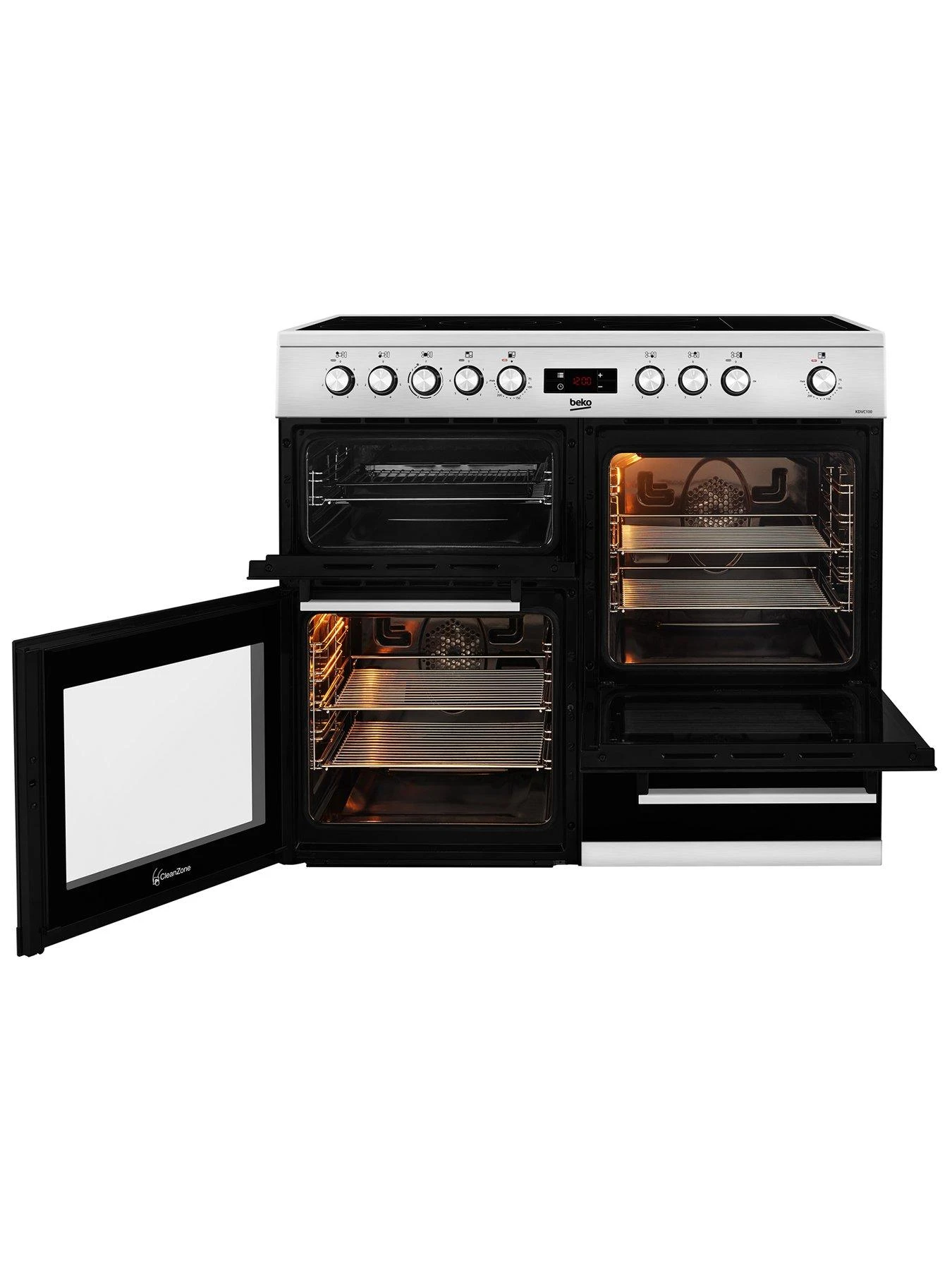 Beko KDVC100X Freestanding 100cm Double Oven Range Cooker, Stainless Steel - Image 2