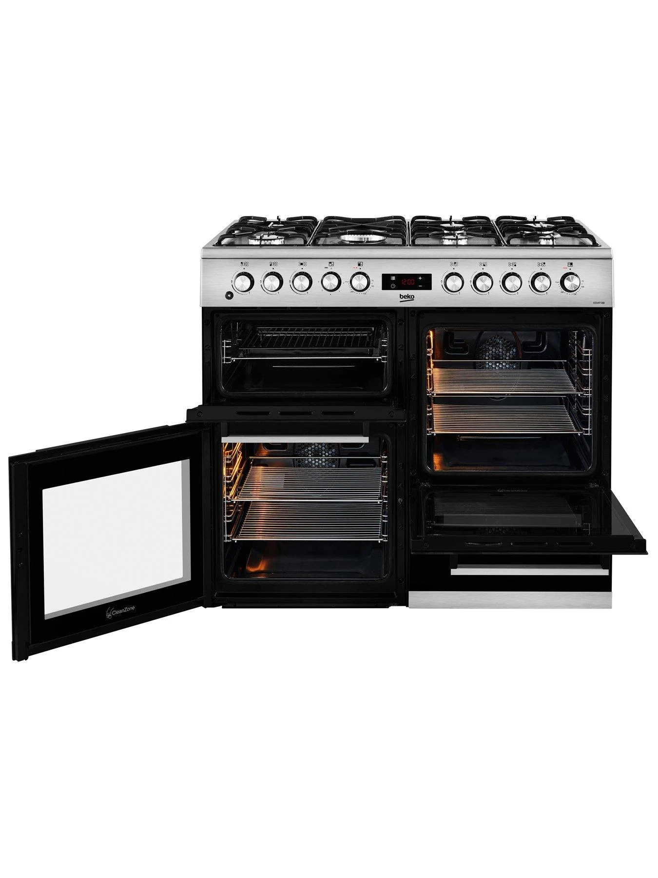 Beko KDVF100X Freestanding 100cm Double Oven Range Cooker, Stainless Steel - Image 3